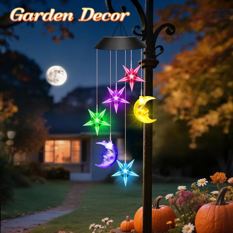 Winzwon Birthday Gifts for Women Mom Grandma Her Wife, Solar Lights Outdoor Wind Chimes for Outside Garden Yard Patio Porch Deck Hanging Decor, Moon and Star Gifts for Mothers Day - Image 4